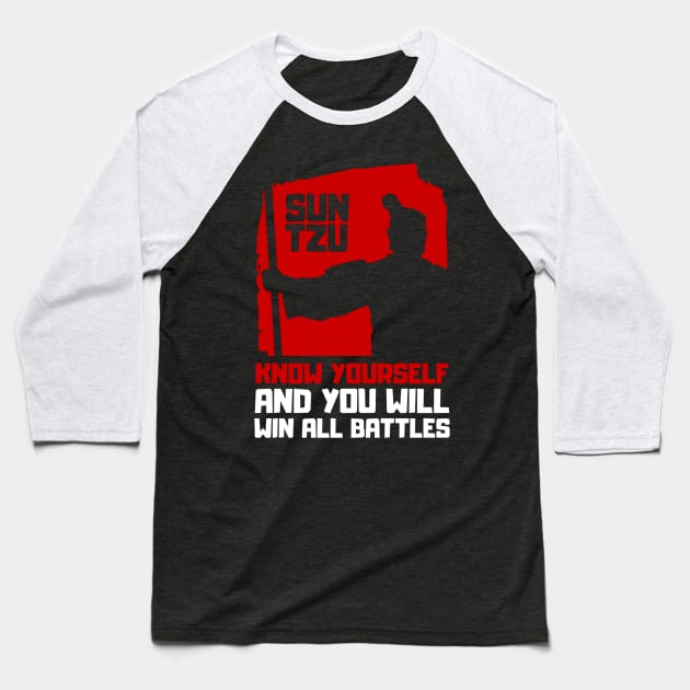 SUN TZU - 'know yourself and you will win all battles' QUOTE Baseball T-Shirt by Rules of the mind